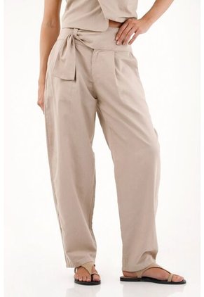 Tennis Pantalón Con Detalle De Cinturón Gris Para Mujer