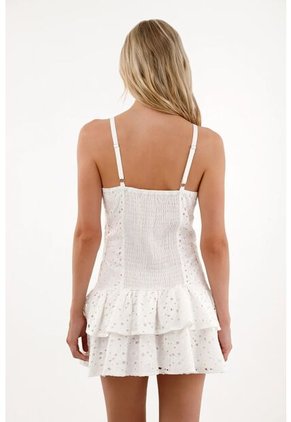Tennis Vestido Corto En Ojalillo Crudo De Ajuste Cómodo Para Mujer