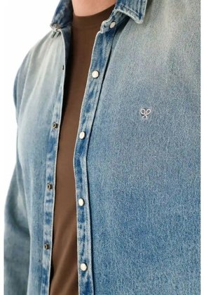 Tennis Camisa Manga Larga En Denim Azul Para Hombre