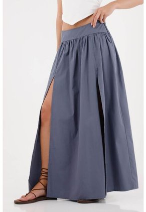 Tennis Falda Larga Con Aberturas En Frente Gris Para Mujer