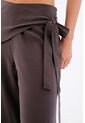 Tennis Pantalón Para Mujer De Tejido Fluido Marrón Palazzo Con Cintura Cruzada de Tennis