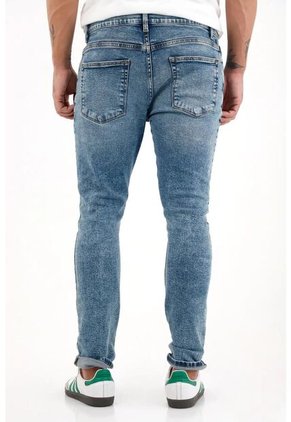 Tennis Jean Skinny Con Arrugas 3D Azul Para Hombre