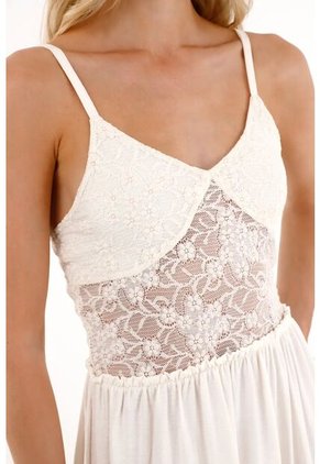 Tennis Vestido Largo Con Detalle De Encaje Crudo Para Mujer