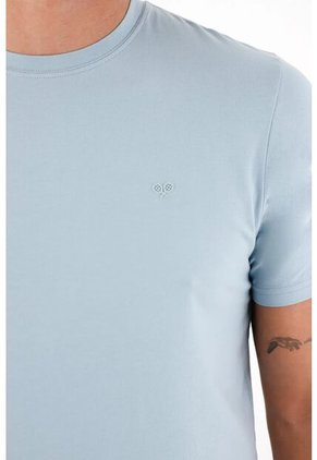 Tennis Camiseta Manga Corta Con Raqueta Estampada Azul Para Hombre