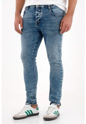 Tennis Jean Skinny Con Arrugas 3D Azul Para Hombre