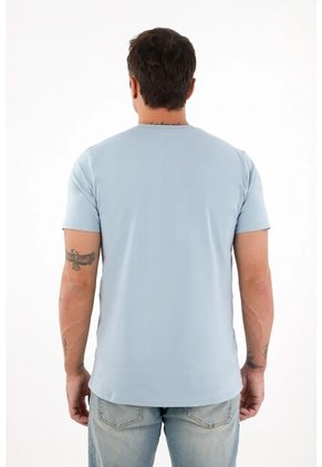 Tennis Camiseta Manga Corta Con Raqueta Estampada Azul Para Hombre