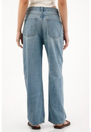 Tennis Jean Recto Con Pretina En V Azul Para Mujer