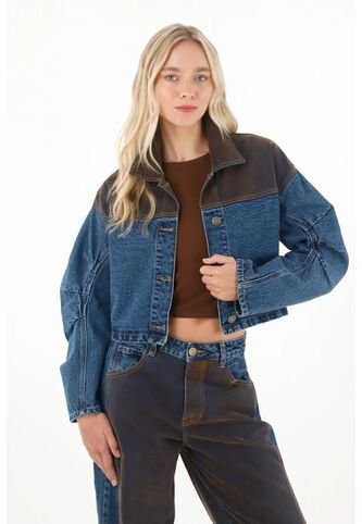 Tennis Chaqueta Crop Con Tela En Contraste Para Mujer Tennis