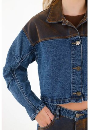 Tennis Chaqueta Crop Con Tela En Contraste Para Mujer