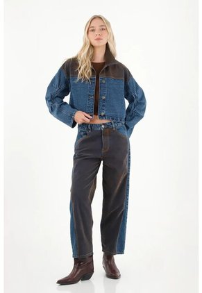 Tennis Jean Con Cortes Tipo Velvet Azul Para Mujer