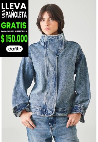 Tennis Chaqueta Fit Relajado Con Cuello Alto Asimétrico En Denim Para Mujer Tennis