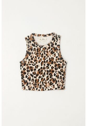 Camiseta Crop De Estampado Animal Print Para Niña Tennis