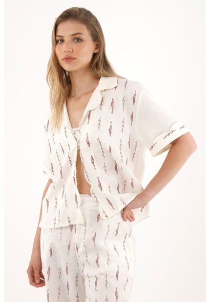 Tennis Camisa Manga Corta Con Estampado De Peces Para Mujer