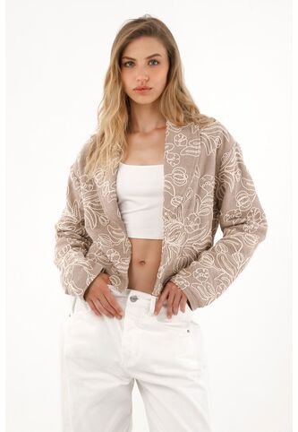 Blazer Bordado Corto Color Café Para Mujer Tennis