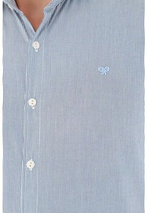 Camisa Con Cuello Francés Azul Para Hombre