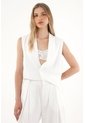 Tennis Chaleco Asimétrico Con Solapa Blanco Para Mujer de Tennis
