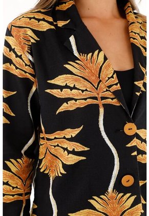 Tennis Abrigo Negro Estampado De Silueta Amplia Para Mujer