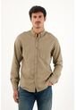 Camisa Oxford Manga Larga Café Para Hombre de Tennis