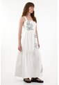 Tennis Vestido Amplio De Tiras Con Bordado Crudo Para Mujer de Tennis