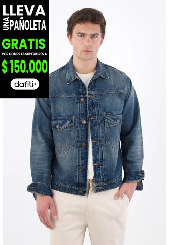 Tennis Chaqueta Fit Recto Tipo Vintage En Denim Para Hombre Tennis