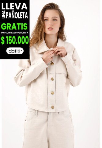Tennis Chaqueta Relajada Con Botones Dorados De Algodón Beige Para Mujer Tennis