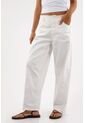 Tennis Jean Para Mujer De Algodón Blanco Corte Horse Shoe Con Cintura Lisa de Tennis