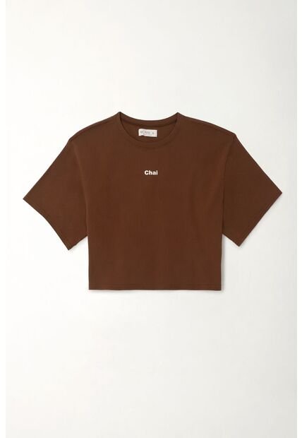 Tennis Camiseta Boxy Fit Con Estampado Texto Café Para Mujer