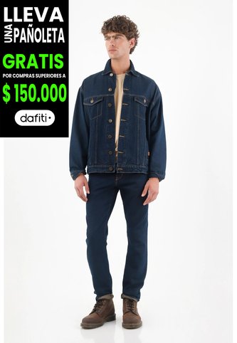 Tennis Cazadora Denim Para Hombre De Algodón Azul índigo Fit Relajado Con Costuras En Contraste Tennis