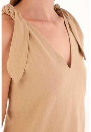 Tennis Camisa Crudo De Escote En V Y Tiras Para Mujer