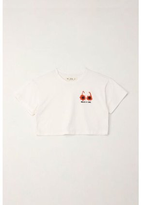 Camiseta Manga Corta Con Mini Print Crudo Para Niña