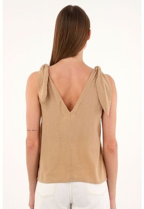 Tennis Camisa Crudo De Escote En V Y Tiras Para Mujer