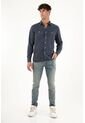 Tennis Camisa Clásica Manga Larga Azul Para Hombre de Tennis
