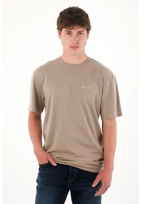 Tennis Camiseta Básica Estampada En Espalda Café Para Hombre