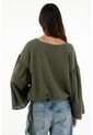 Camisa Verde Manga Larga Acampanada Para Mujer de Tennis
