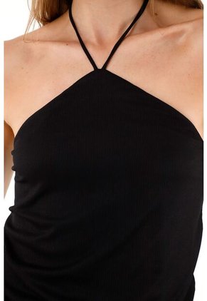 Tennis Camiseta Negra Con Escote Halter Para Mujer