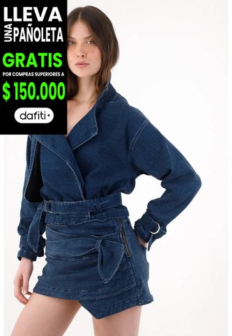 Tennis Chaqueta Para Mujer De Algodón índigo Cruzada Con Solapa Amplia Tennis
