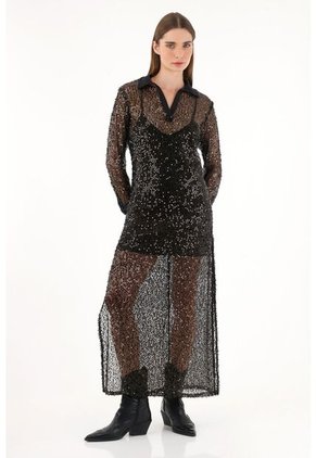 Tennis Vestido Con Transparencia Y Brillo Para Mujer