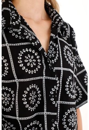 Tennis Camisa En Tela Bordada Negra Para Mujer