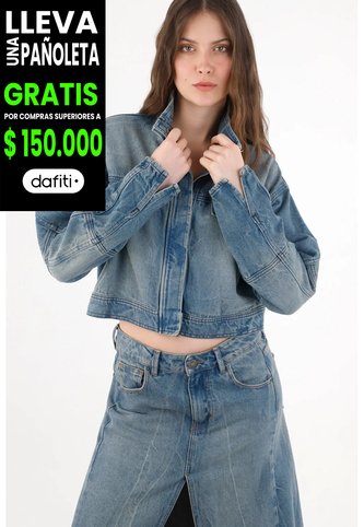 Tennis Chaqueta Para Mujer Algodón Azul índigo Boxy Cropped Preteñida Tennis