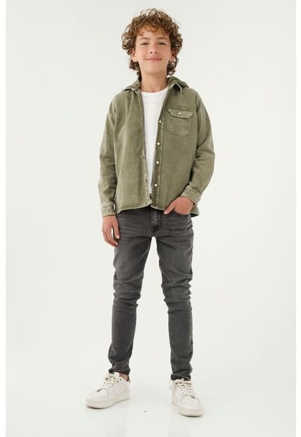 Camisa Tipo Chaqueta Verde Para Niño