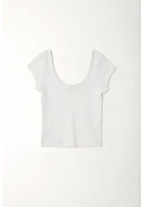 Tennis Camiseta En Rib Ajustada Blanca Para Mujer