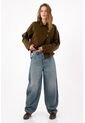 Tennis Jean Wide Leg Con Costuras Curvas En Algodón Azul Para Mujer de Tennis