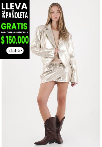 Tennis Chaqueta Crop Metalizada Crudo Para Mujer Tennis