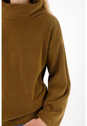 Buzo En Corduroy Amplio Verde Para Mujer