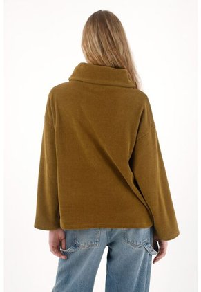 Buzo En Corduroy Amplio Verde Para Mujer