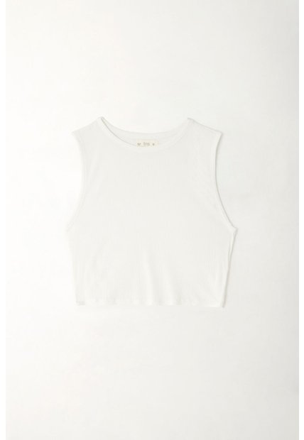 Tennis Camiseta Crop Manga Sisa Blanca De Silueta Amplia Para Mujer