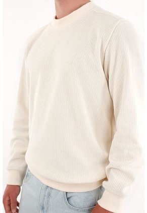 Buzo Manga Larga En Tela Afelpada Crudo Para Hombre