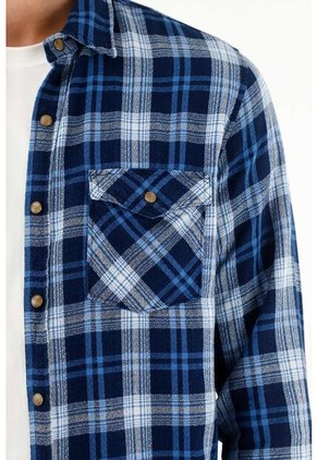 Tennis Camisa De Diseño A Cuadros Azul Para Hombre