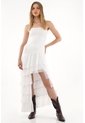 Tennis Vestido Largo En Encaje Con Boleros Crudo Para Mujer de Tennis