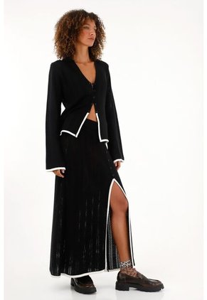 Tennis Falda Negra Midi Tejida Para Mujer